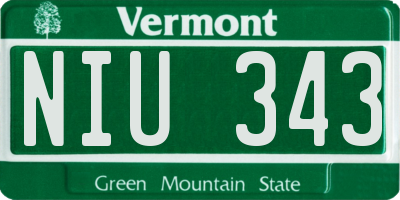 VT license plate NIU343
