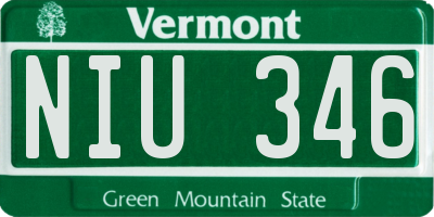 VT license plate NIU346