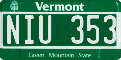 VT license plate NIU353