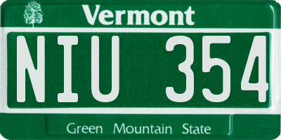 VT license plate NIU354