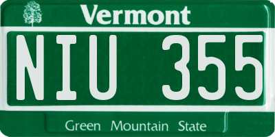 VT license plate NIU355