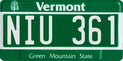 VT license plate NIU361