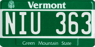 VT license plate NIU363