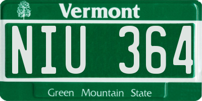 VT license plate NIU364