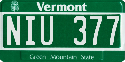 VT license plate NIU377