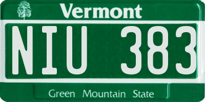 VT license plate NIU383