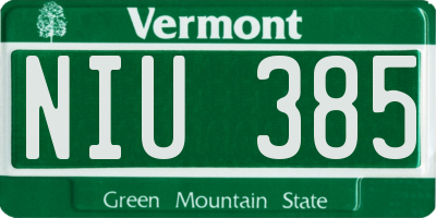 VT license plate NIU385