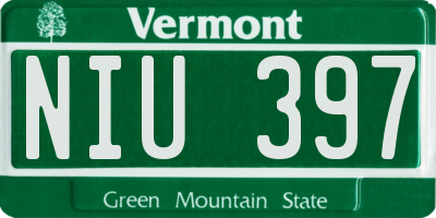 VT license plate NIU397