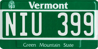 VT license plate NIU399