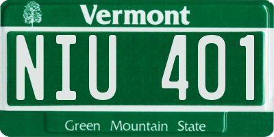 VT license plate NIU401
