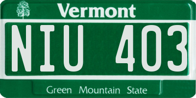 VT license plate NIU403
