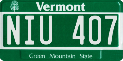 VT license plate NIU407
