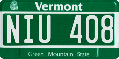VT license plate NIU408