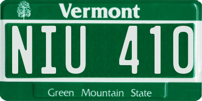VT license plate NIU410