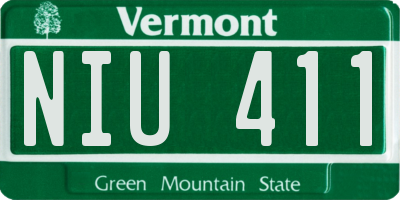 VT license plate NIU411