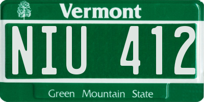 VT license plate NIU412