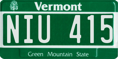VT license plate NIU415