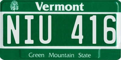 VT license plate NIU416