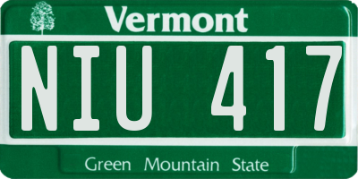 VT license plate NIU417