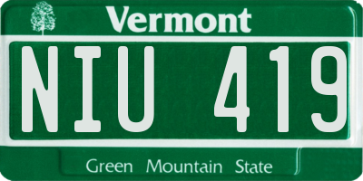VT license plate NIU419