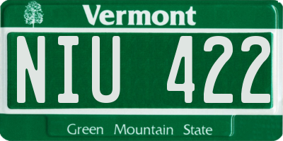 VT license plate NIU422