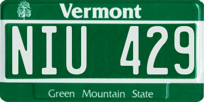 VT license plate NIU429