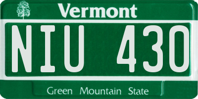 VT license plate NIU430