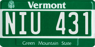 VT license plate NIU431