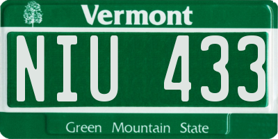VT license plate NIU433