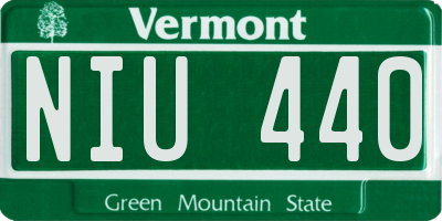 VT license plate NIU440