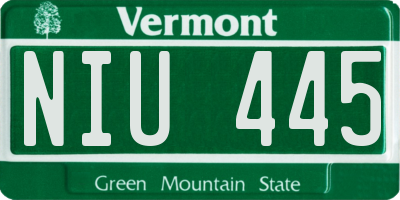 VT license plate NIU445