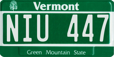 VT license plate NIU447