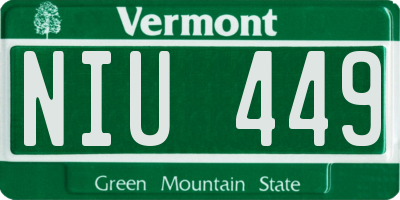 VT license plate NIU449