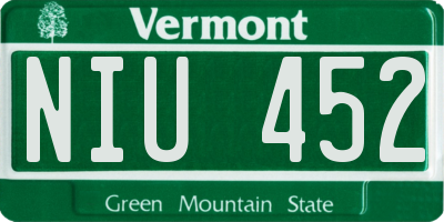 VT license plate NIU452
