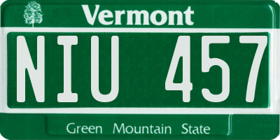 VT license plate NIU457