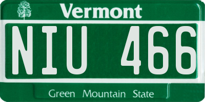 VT license plate NIU466
