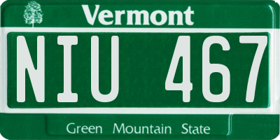 VT license plate NIU467