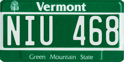 VT license plate NIU468