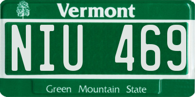 VT license plate NIU469