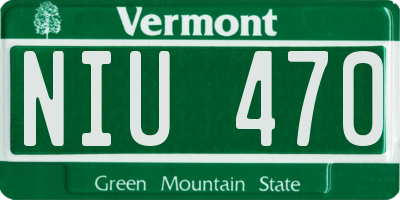 VT license plate NIU470