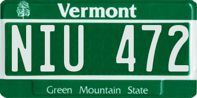 VT license plate NIU472