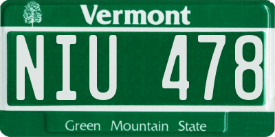 VT license plate NIU478