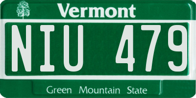 VT license plate NIU479
