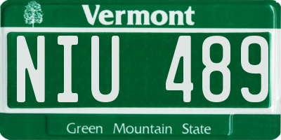 VT license plate NIU489