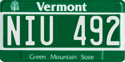 VT license plate NIU492