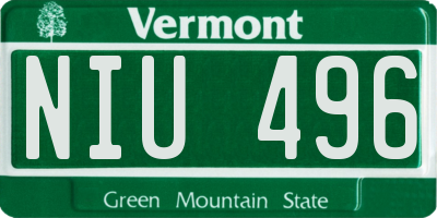 VT license plate NIU496