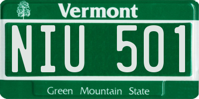 VT license plate NIU501