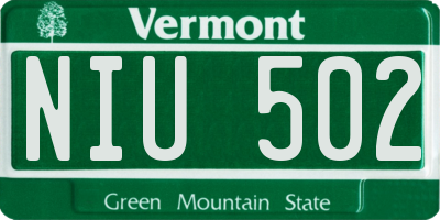 VT license plate NIU502
