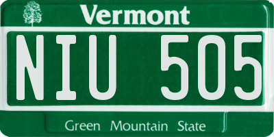 VT license plate NIU505