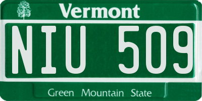 VT license plate NIU509